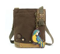 Nuovo Chala Toppa a Tracolla Blu Pappagallo Borsa Tela Marrone Scuro W/ Regalo