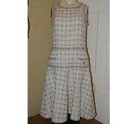 Nuovo Chanel Oro Catena Lurex Nero Ecru Crema Beige Tweed Abito 36 34