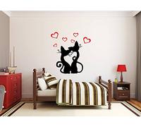 *** NUOVO ***Chats d'amour chats cœurs Autocollant mural mural article Deco maison mur décor décoration autocollants Belle décoration Chambre de bébé