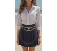 Nuovo Cintura Donna Hip Vita Alta Oro Metallo Catena Leone Testa Arrotondato, XS