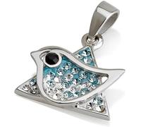 Nuovo ciondolo stella di David piccione in pietra preziosa azzurra + collana ...