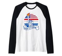Nuovo cittadino Americano con Statua della libertà Maglia con Maniche Raglan
