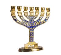Nuovo Color Oro Hanukkah Regalo Menorah 7 Ramo Chanukah Shalom Ebraico Hanukiah