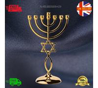 Nuovo Color Oro Stella di David Hanukkah Regalo Menorah 7 Ramo Chanukah