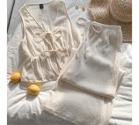 Nuovo completo da 2 pezzi, con texture lavorata a maglia, fiocco sulla parte anteriore, tessuto comodo, adatto per vacanze al mare o all'isola L,M,S,XL,XS,XXL,XXS,XXXL,XXXXLColore unicoTessuto in magl