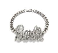 Nuovo Con Cristalli Di Vetro Bracciale A Maglia In Metallo ID Barbie
