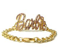 Nuovo Con Cristalli Di Vetro Bracciale A Maglia In Metallo ID Barbie