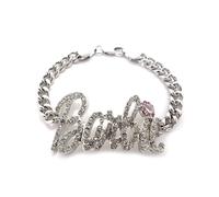 Nuovo Con Cristalli Di Vetro Bracciale A Maglia In Metallo ID Barbie
