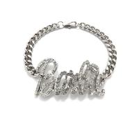 Nuovo Con Cristalli Di Vetro Bracciale A Maglia In Metallo ID Barbie