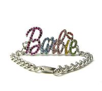 Nuovo Con Cristalli Di Vetro Bracciale A Maglia In Metallo ID Barbie