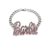 Nuovo Con Cristalli Di Vetro Bracciale A Maglia In Metallo ID Barbie