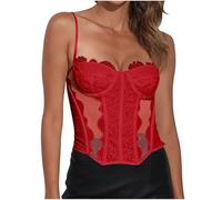 Nuovo Corsetto Donna Ricamo Bustier con Spalline Sottili Bustino Corsetto Donna in Osso, Stringivita Modellante Dimagrante Corsetti Senza Maniche Crop Top Y2k Canotta Corset Bodyshaper per Uscire