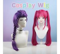 NUOVO Cosplay Viola/Rosa Treccia Lunga Con Coda di Cavallo Laterale Integrato Bocca di Tigre Morsetto Parrucca Per Bambini Costume di Halloween Del Partito Anime