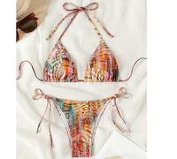 Nuovo costume da bagno sexy in stile europeo e americano, bikini a triangolo in tessuto speciale con stampa animale, costume da bagno a 2 pezzi per vacanze e spiaggia estiva L,M,S,XSstampa dappertutto