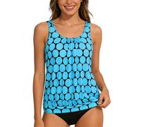 Nuovo Costumi da Bagno Due Pezzi Tankini Bikini a Vita Alta con Slip per Spiaggia e Piscina Stile e Confortevole Set acque cristalline Parasole Estivo e Aperto (Sky Blue, XXXXL)