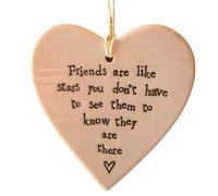 Nuovo cuore da appendere in ceramica - Friends are like Stars