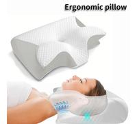 Nuovo cuscino ergonomico in memory foam 2 in 1 aiuta a dormire, proteggere il collo cuscino cervicale ortopedico da viaggio per dormire a casa Black