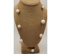 Nuovo Da Anne Klein Vecchia Serie Color Oro 24 " Catena Bianco Sfere W Akii