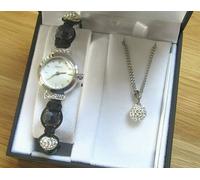 Nuovo da Donna Sekonda Orologio Quadrante IN Madreperla E Crysatalla Collana