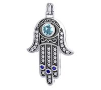 Nuovo da Uomo 4.1cm 0.925 Argento Sterling Hamsa Protezione Amuleto Ciondolo