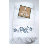 Nuovo DEBORAH CONNOLLY Bianco Con Blu, Giallo Verde Daisy Cotone Bagno, Mano