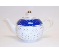 Nuovo DI GRACE Bianco + Blu+Oro Accento Stella Porcellana Teiera Tè + Caffè