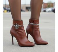 Nuovo Donna 2PCS Metallo Argento Stivale Catena Scarpe Cavigliera Bling Giglio E