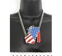 Nuovo Donna Alto Tacchi Scarpe Catene Moda Collana Oro Argento American Flag USA