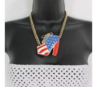 Nuovo Donna Alto Tacchi Scarpe Catene Moda Collana Oro Argento American Flag USA