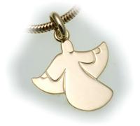Nuovo Donna Ciondolo Angelo Vero Oro 585 Giallo 14kt Custode Incisione Possibile