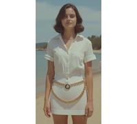 Nuovo Donna Design Stile Cool Look Cintura Oro Metallo Catena Bling Leone Charm