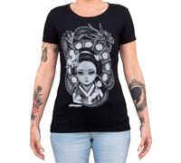 NUOVO DONNA Lowbrow Art Co LIL GEISHA Maglietta NERO PICCOLO-2XLARGE MADE IN USA