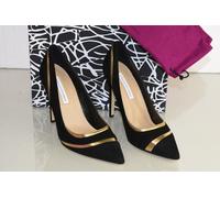 Nuovo Dvf Diane Von Furtensberg Bandele Punta a Pompe Camoscio Nero Scarpe 10