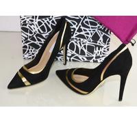 Nuovo Dvf Diane Von Furtensberg Bandele Punta a Pompe Camoscio Nero Scarpe 10