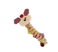 Nuovo elastico per capelli con motivo a pois cuore e animali per coda di cavallo alta. Fascia elastica floreale senza cuciture, ideale per capelli spessi, ideale per feste e uso quotidiano. (Cane mela