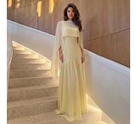 Nuovo elegante abito lungo da donna per il pendolarismo, stile francese romantico, con vita plissettata e orlo a ombrello, abito romantico giallo crema, abito romantico per la stagione dei matrimoni, 