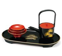 Nuovo Giapponese Laccati Otoso Sake Servire Set Sakazuki Choshi Matsu Fatto IN