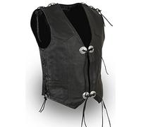 Nuovo gilet in pelle gilet in pelle motociclista Biker Vest Chopper Rocker Club nero nero 2xl