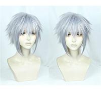 Nuovo gioco Kingdom Hearts III Riku Cosplay Parrucca Gioco di ruolo di Halloween Ferro-Capelli grigi Halloween Costume Cosplay Parrucca Capelli + Protezione parrucca