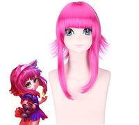 Nuovo gioco LOL Annie Parrucche Cosplay per donna 45cm Rosa rossa Parrucca Cosplay per capelli sintetica resistente al calore PL-565