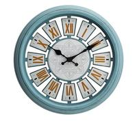 NUOVO Grande orologio da parete per soggiorno, retro blu romano, silenzioso, non ticchettio, per interni ed esterni, look retrò per camera da letto e cucina (14 pollici)