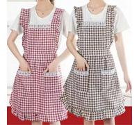 Nuovo grembiule alla moda impermeabile, anti-olio e antimacchia con motivo a quadri e pizzo, design unisex, ottimo regalo per la Festa della Mamma, il Giorno dell'Indipendenza, compleanni quadriPolies