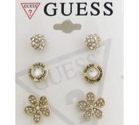 Nuovo Guess 3 PC Set Color Oro + Cerchio Rotondo Strass + Orecchini Fiori a