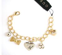 Nuovo GUESS Argento, Color Oro Cuore ,Fiocco, Cristallo Ball Danglcharm Bracelet