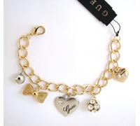 Nuovo GUESS Argento + Color Oro Cuore +Fiocco +Cristallo Sfere Ciondolo