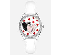 Nuovo GUESS Argento, Cristalli, Bianco Pelle Fascia, Cuore, Rosso a Pois