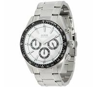 Nuovo GUESS Argento Spazzolato Tono, Cronografo, Nero Lunetta, Orologio U13629G1
