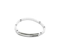 Nuovo GUESS Color Argento Barretta + Bianco Elasticizzato con Perline Bracciale