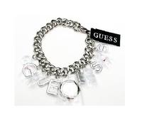 Nuovo GUESS Color Argento Ciondolo Bracciale Collegamento Catena DA DONNA Logo