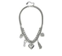 Nuovo Guess Color Argento Cuore ," Love ",Nappa Fascino,Strass Collana Cristallo
